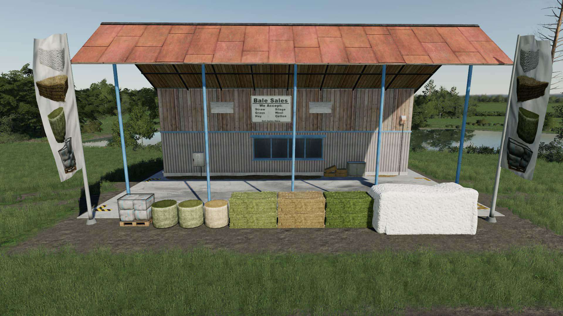 FS19 BALE SALE POINT (PLACEABLE) V2.0 FS 19 Objects Mod Download