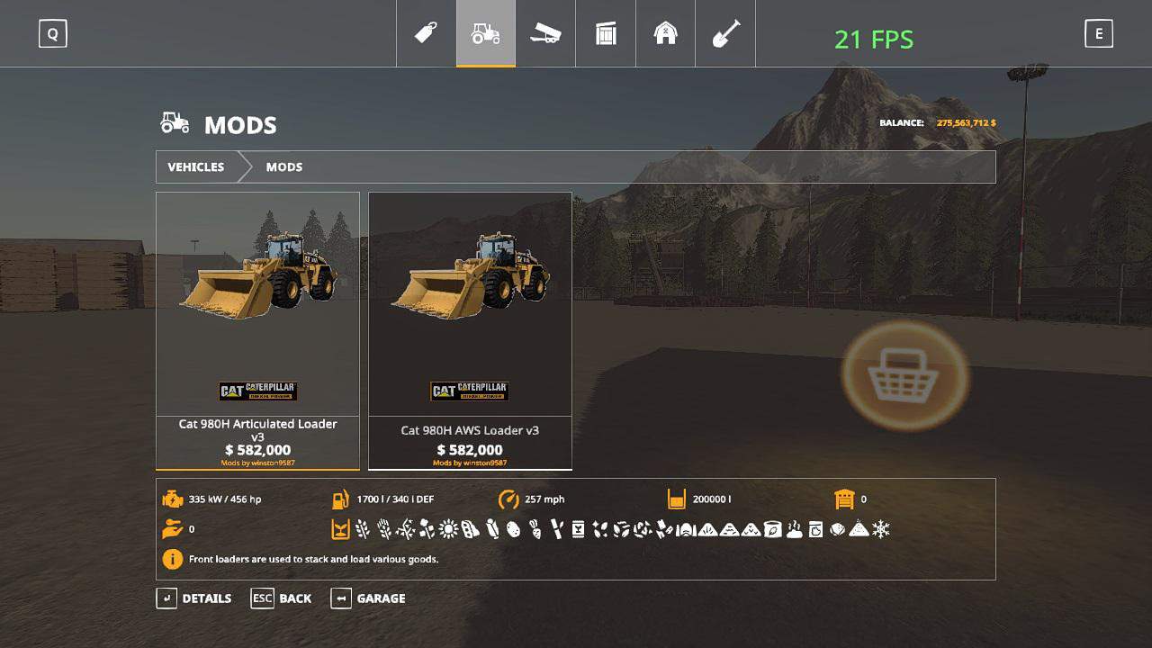 FS19 Cat front loader v1 (1) Farming simulator 19 / 17 / 15 Mod