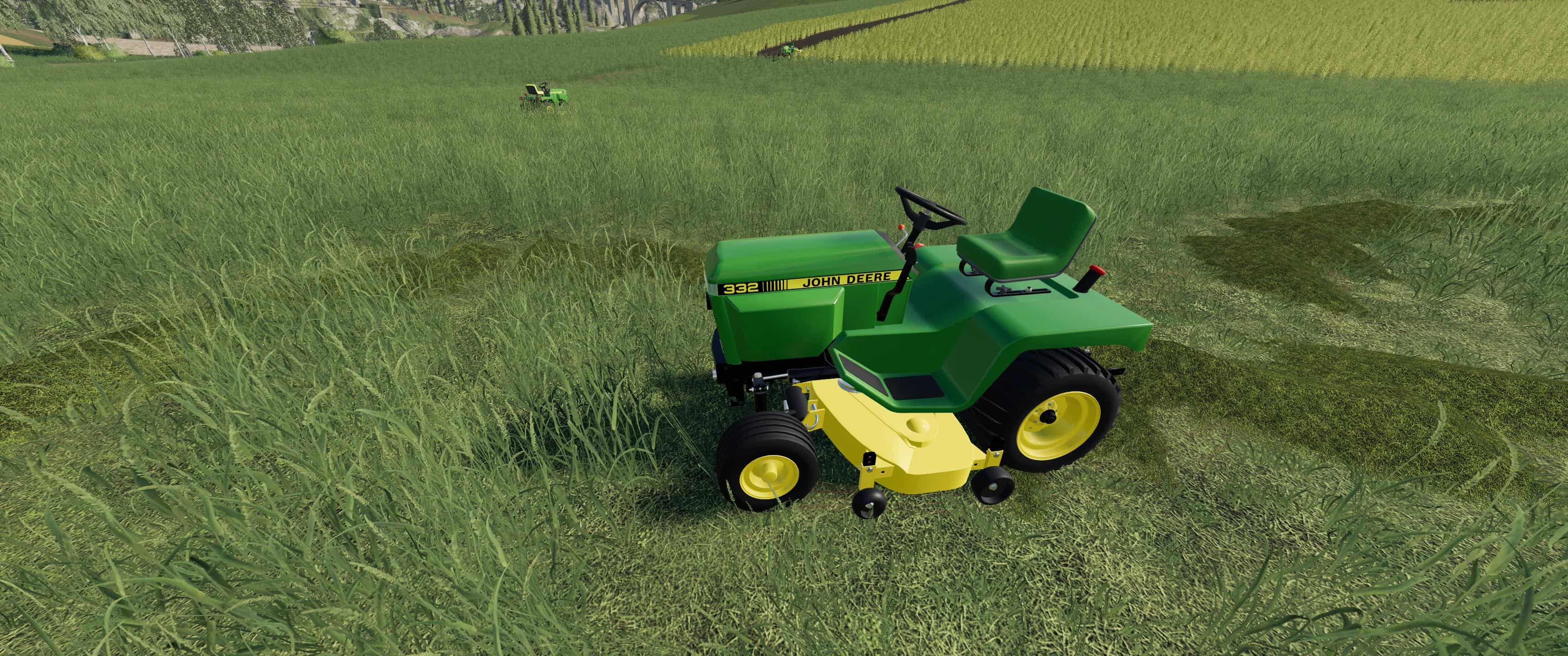 FS19 John Deere 332 Lawn Tractor with Lawn Mower and Garden v2 (1