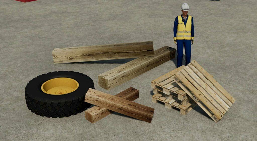 FS22 Wood Beams and Pallet v1.0 FS 22 Objects Mod Download