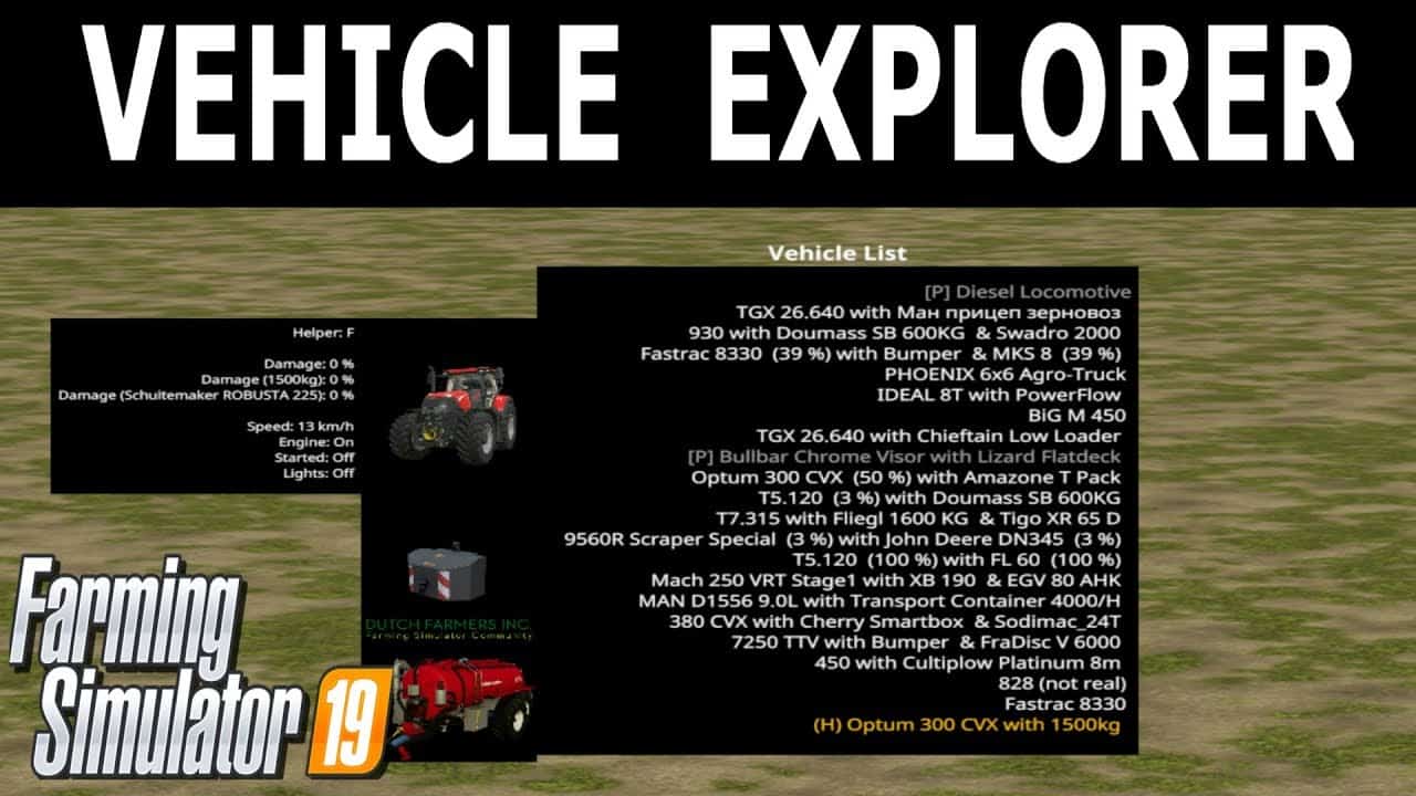 FS19 Vehicle Explorer v0.9.4.8 FS 19 Other Mod Download