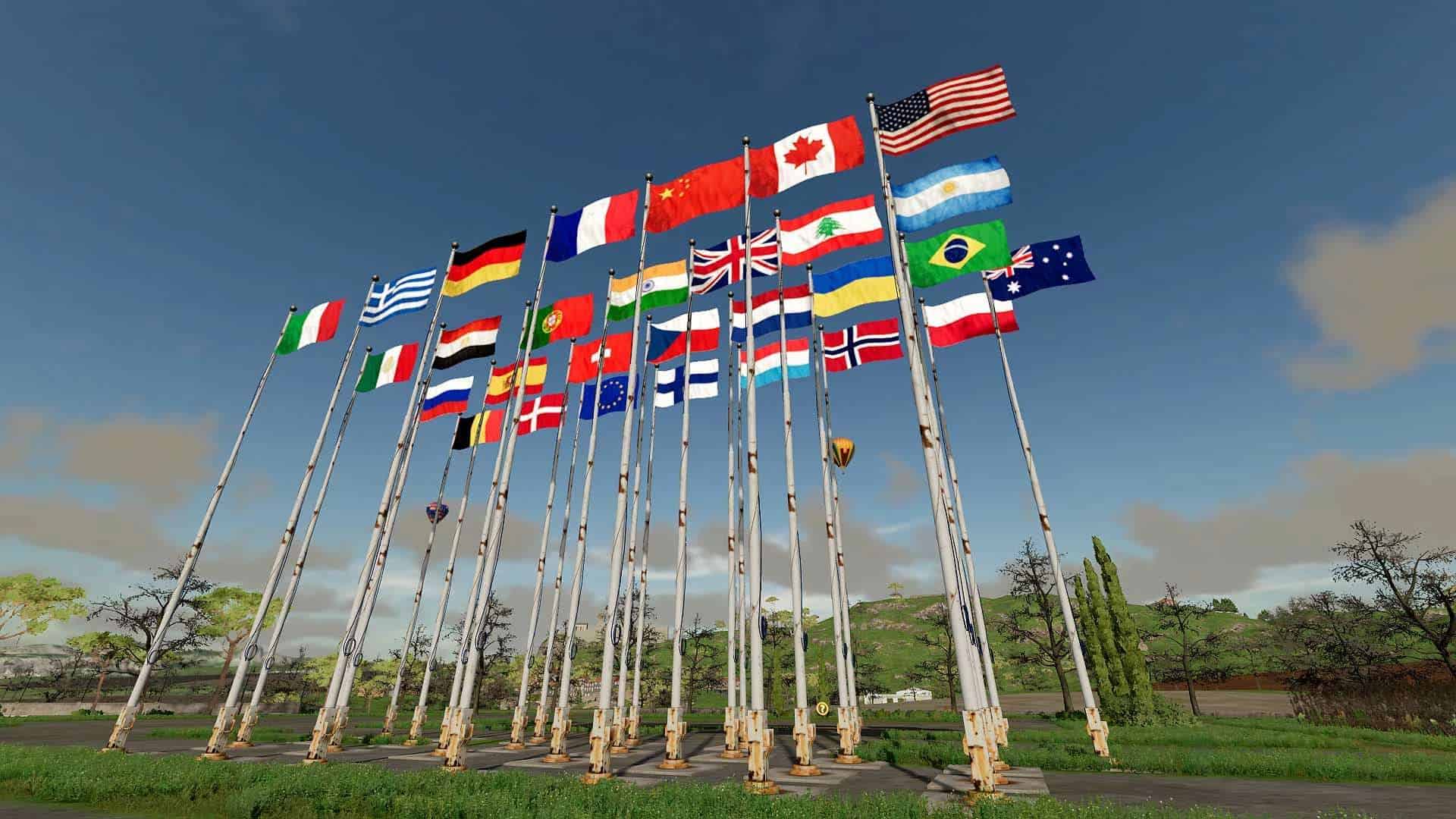 FS22 International Flags Pack V1.1 FS 22 Objects Mod Download
